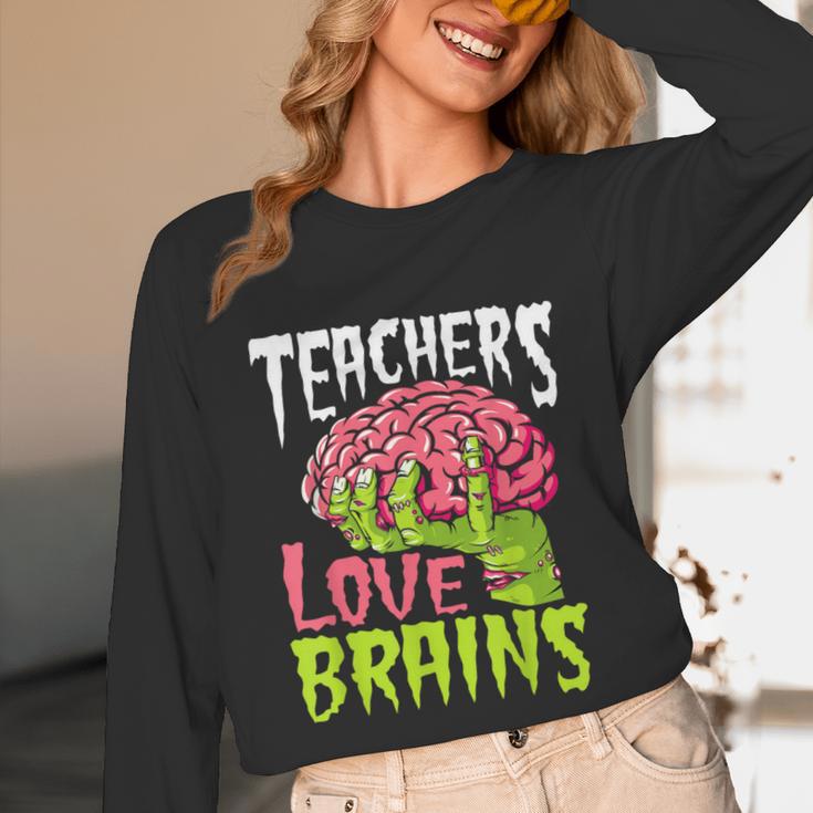 Teachers Love Brains Zombie Teacher Halloween Zombies Unisex Long Sleeve T-Shirt, funny design Teachers Love Brains Zombie Teacher Halloween Zombies Unisex Long Sleeve T-Shirt, funny design