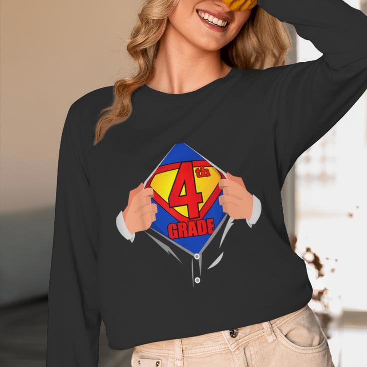 Teachers Are Superheroes 4th Grade Super Teacher Staff Men Women Unisex Long Sleeve T-Shirt, funny design
