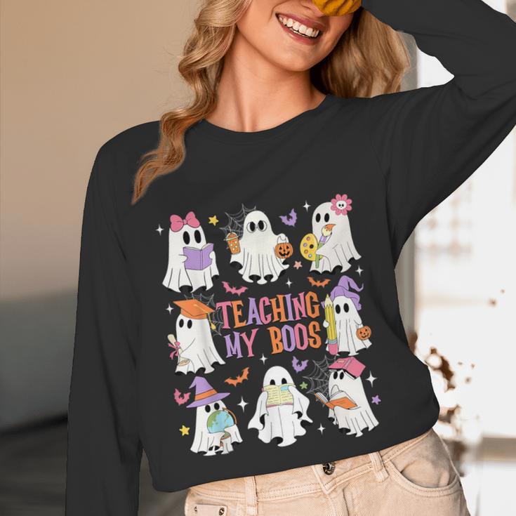 Teaching My Boos Teacher Cute Ghost Groovy Teacher Halloween Unisex Long Sleeve T-Shirt, funny design Teaching My Boos Teacher Cute Ghost Groovy Teacher Halloween Unisex Long Sleeve T-Shirt, funny design