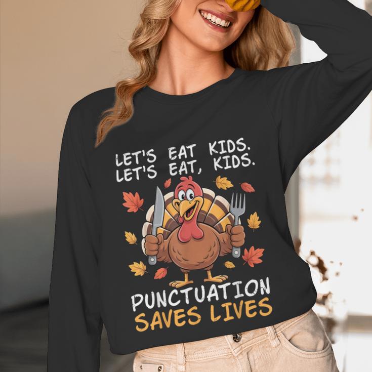 Thanksgiving Teacher Turkey Lets Eat Kids Punctuation Unisex Long Sleeve T-Shirt, funny design Thanksgiving Teacher Turkey Lets Eat Kids Punctuation Unisex Long Sleeve T-Shirt, funny design
