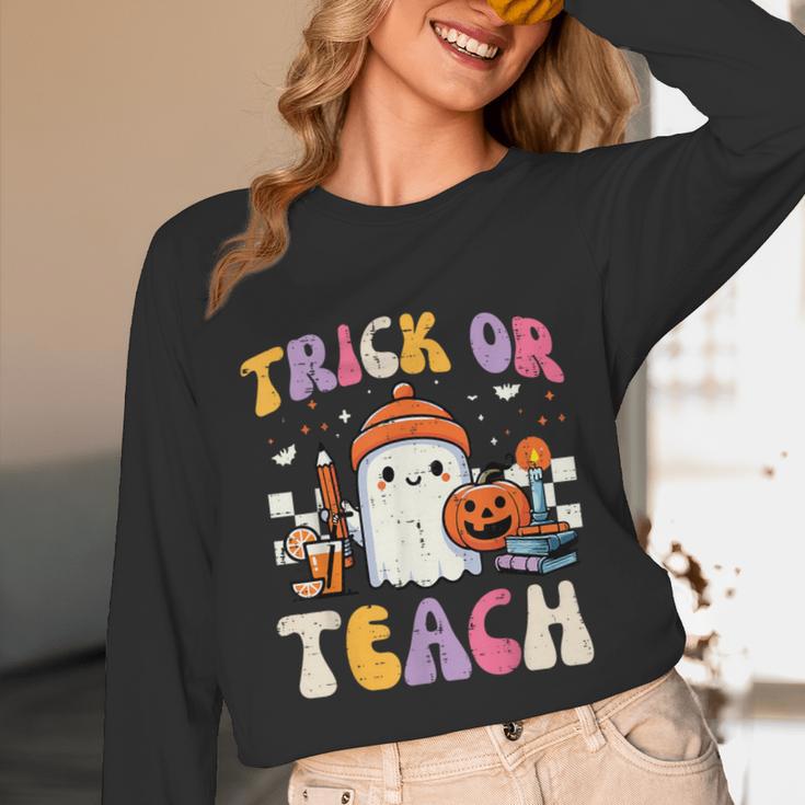 Trick Or Teach Ghost Teacher School Halloween Men Women Unisex Long Sleeve T-Shirt, funny design Trick Or Teach Ghost Teacher School Halloween Men Women Unisex Long Sleeve T-Shirt, funny design