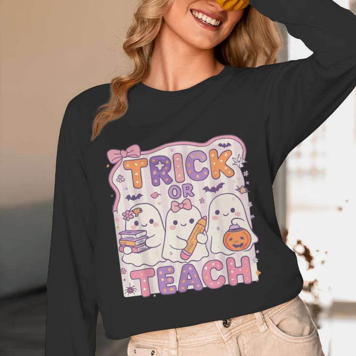 Trick Or Teach Retro Halloween Teacher Look Unisex Long Sleeve T-Shirt, funny design Trick Or Teach Retro Halloween Teacher Look Unisex Long Sleeve T-Shirt, funny design