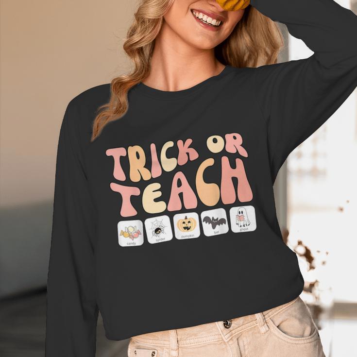 Trick Or Teach With Symbols Special Education Teacher Spooky Unisex Long Sleeve T-Shirt, funny design