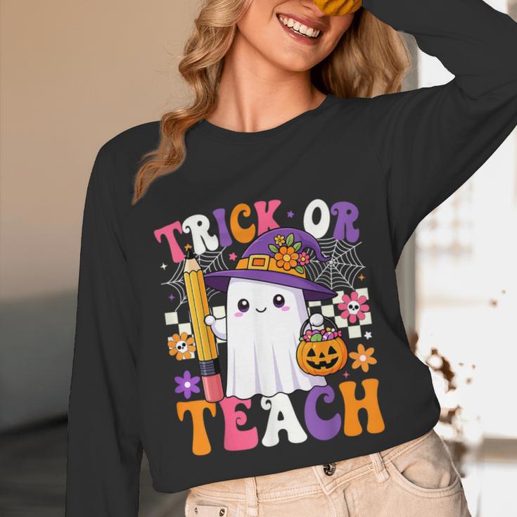 Trick Or Teach Teacher Pencil Ghost Halloween Teacher Unisex Long Sleeve T-Shirt, funny design Trick Or Teach Teacher Pencil Ghost Halloween Teacher Unisex Long Sleeve T-Shirt, funny design
