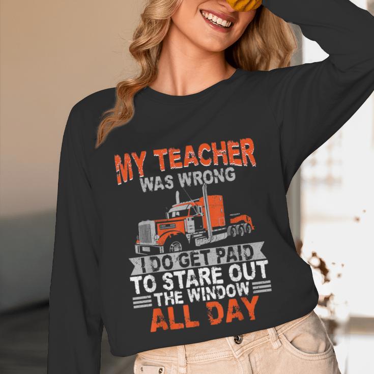 Trucker Truck Driver Vintage My Teacher Was Wrong I Do Get Unisex Long Sleeve T-Shirt, funny design Trucker Truck Driver Vintage My Teacher Was Wrong I Do Get Unisex Long Sleeve T-Shirt, funny design