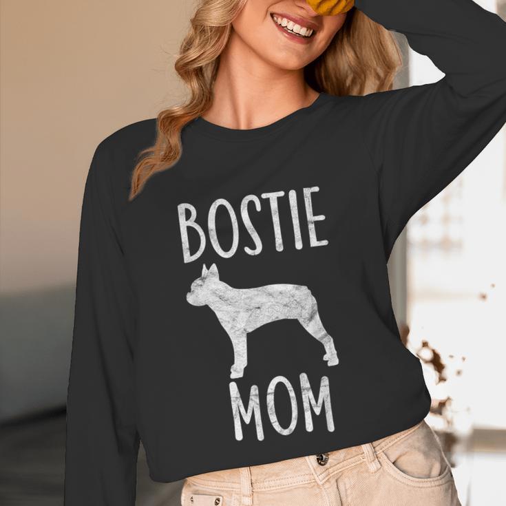 Vintage Boston Terrier Mom Dog Owner Bostie Mother Unisex Long Sleeve T-Shirt, funny design