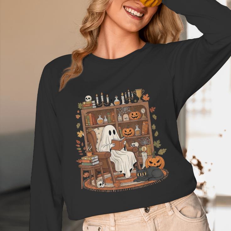 Vintage Ghost Book Reading Pumpkin Gothic Halloween Teachers Unisex Long Sleeve T-Shirt, funny design Vintage Ghost Book Reading Pumpkin Gothic Halloween Teachers Unisex Long Sleeve T-Shirt, funny design