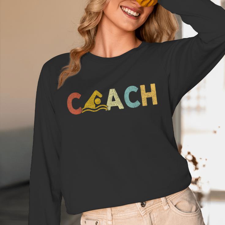 Vintage Swim Coach Swimming Coach Swim Teacher Swimmer Retro Unisex Long Sleeve T-Shirt, funny design