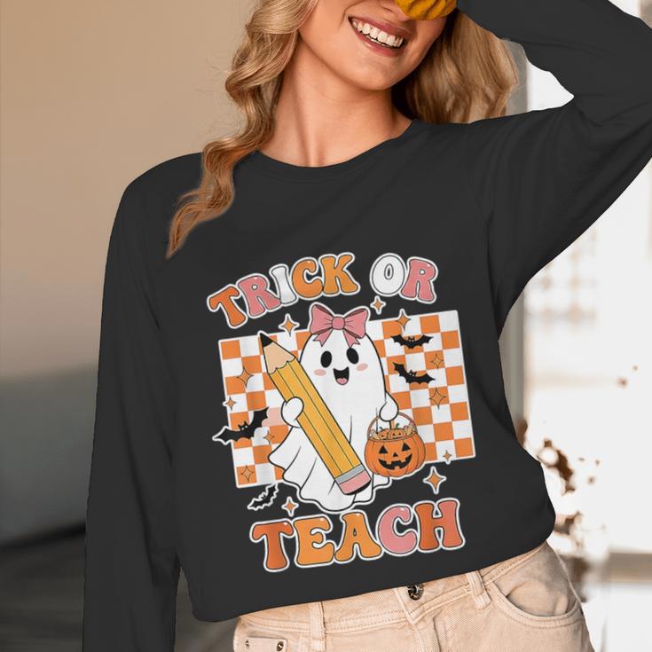 Vintage Teacher Shirt Women Trick Or Teach Halloween Unisex Long Sleeve T-Shirt, funny design Vintage Teacher Shirt Women Trick Or Teach Halloween Unisex Long Sleeve T-Shirt, funny design