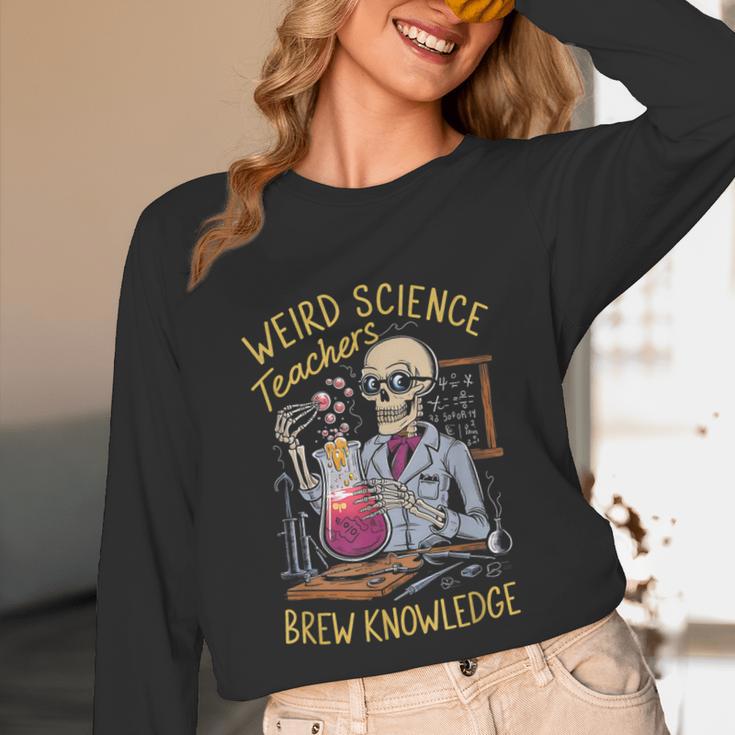 Weird Science Skeleton Halloween Teachers Brew Knowledge Unisex Long Sleeve T-Shirt, funny design Weird Science Skeleton Halloween Teachers Brew Knowledge Unisex Long Sleeve T-Shirt, funny design