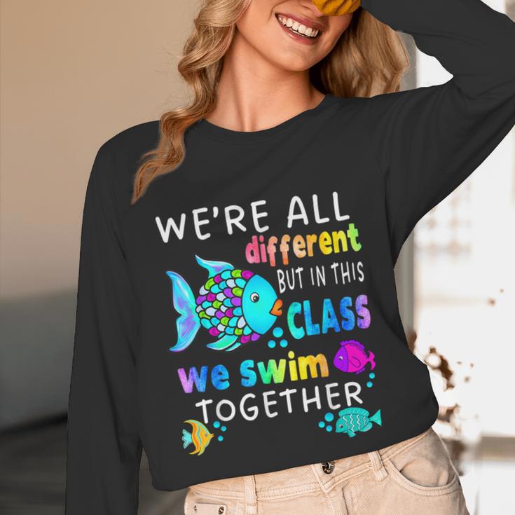 We'Re All Different But We Swim Together Elementary Teacher Unisex Long Sleeve T-Shirt, funny design We'Re All Different But We Swim Together Elementary Teacher Unisex Long Sleeve T-Shirt, funny design