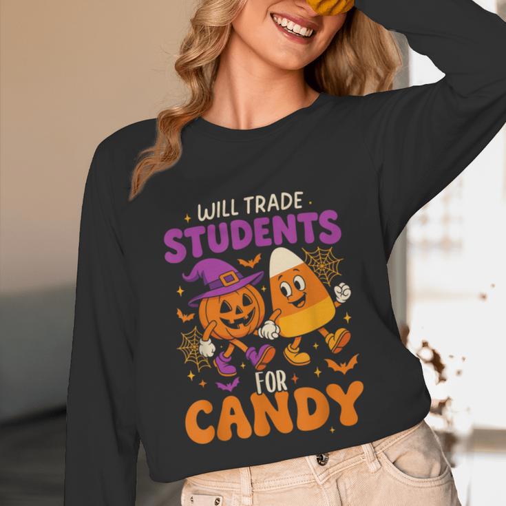 Will Trade Students For Candy Shirt Fun Candy Corn Teacher Unisex Long Sleeve T-Shirt, funny design