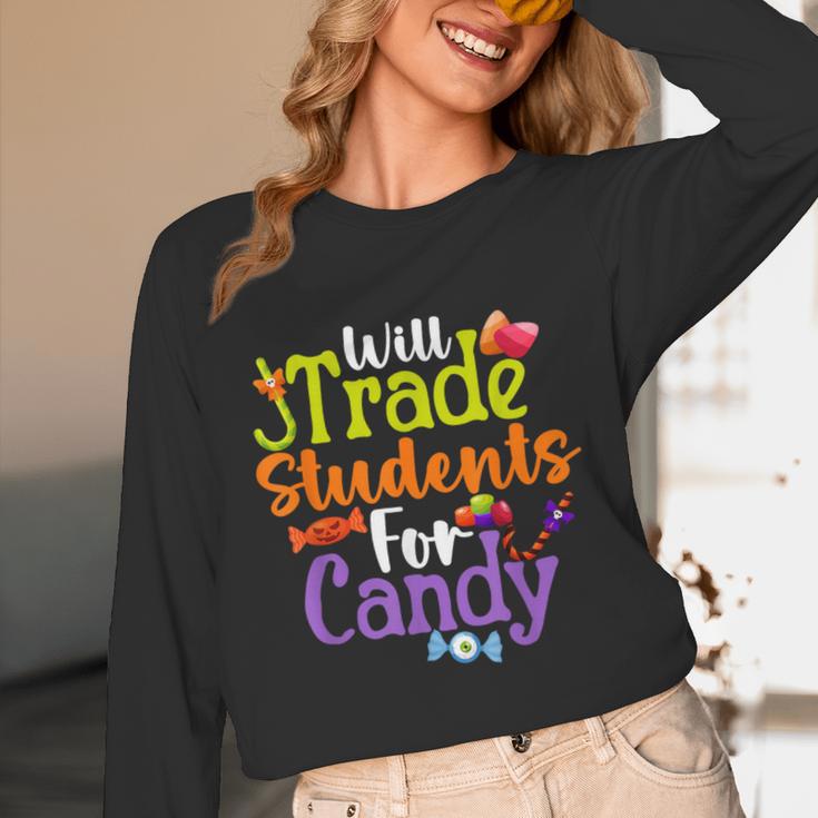 Will Trade Students For Candy Teacher Halloween Costume Unisex Long Sleeve T-Shirt, funny design