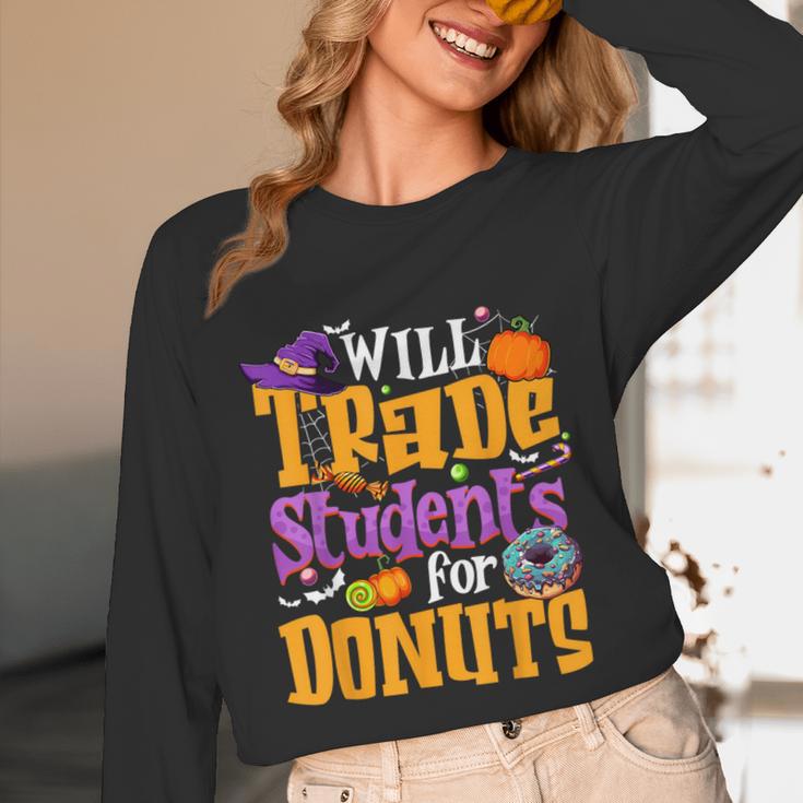 Will Trade Students For Donuts Halloween Teacher Unisex Long Sleeve T-Shirt, funny design Will Trade Students For Donuts Halloween Teacher Unisex Long Sleeve T-Shirt, funny design