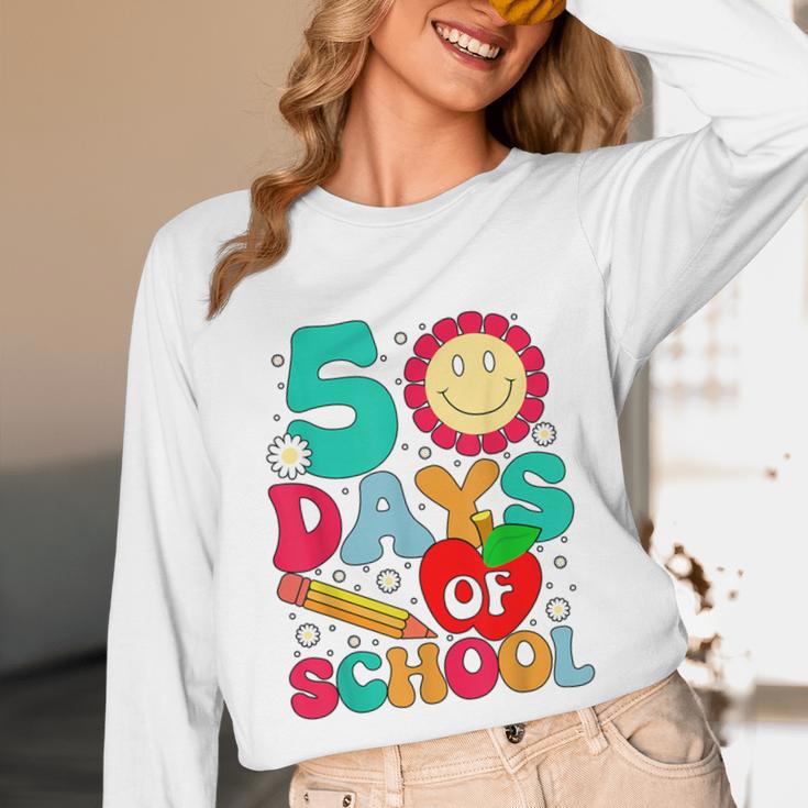 50 Days Of School Teacher Happy 50th Day Of School Kids Unisex Long Sleeve T-Shirt, funny design