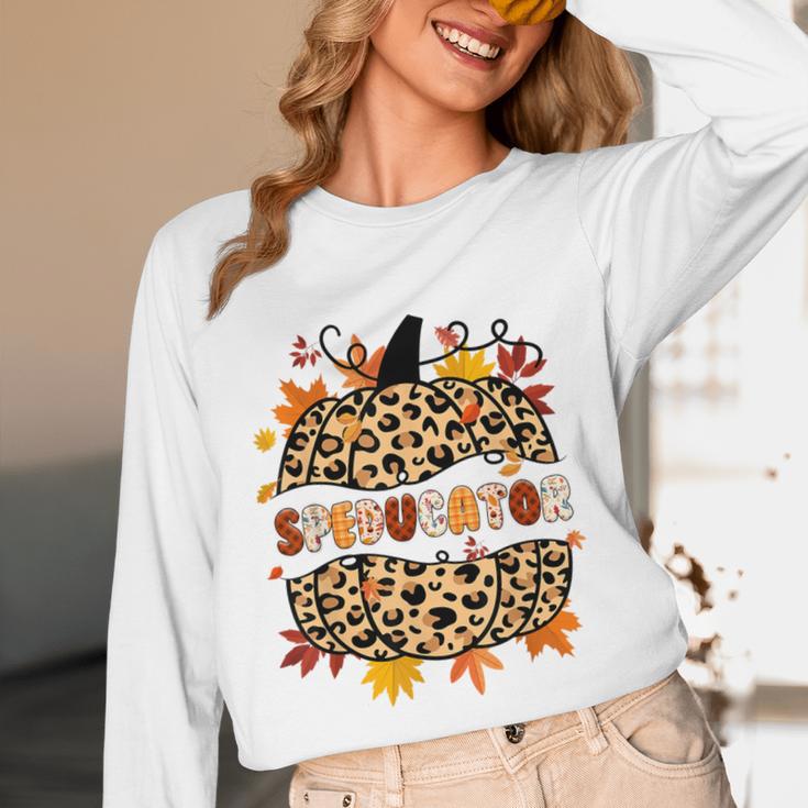 Autumn Fall SPED ED Teacher Thankful Grateful Pumpkin Retro Unisex Long Sleeve T-Shirt, funny design