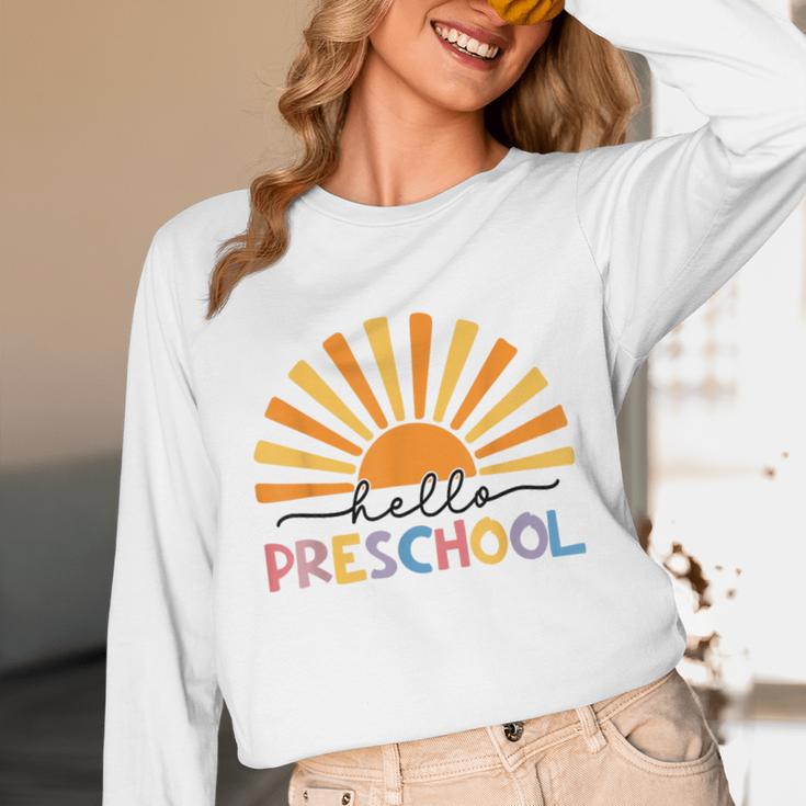 Back To School Hello Preschool For Kids Teacher Women Unisex Long Sleeve T-Shirt, funny design Back To School Hello Preschool For Kids Teacher Women Unisex Long Sleeve T-Shirt, funny design