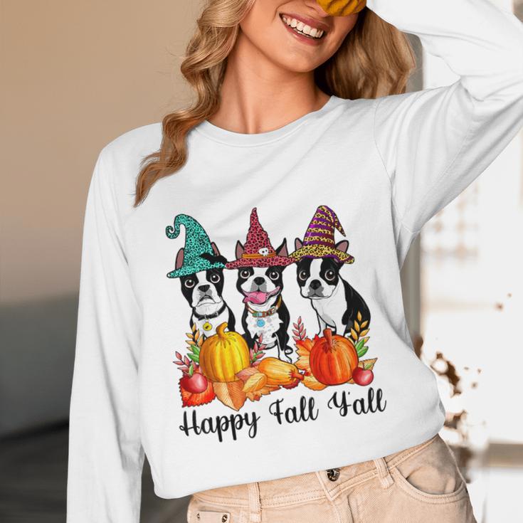 Boston Terrier Dog Lover Fall Ya'Ll Halloween Costume Men Women Unisex Long Sleeve T-Shirt, funny design