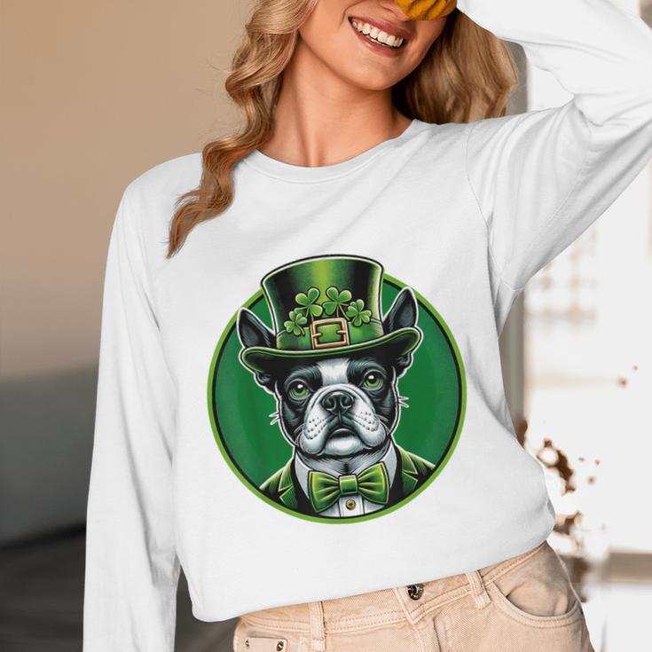 Boston Terrier Dog St Patricks Day Irish Pet Lover Men Women Kids Unisex Long Sleeve T-Shirt, funny design