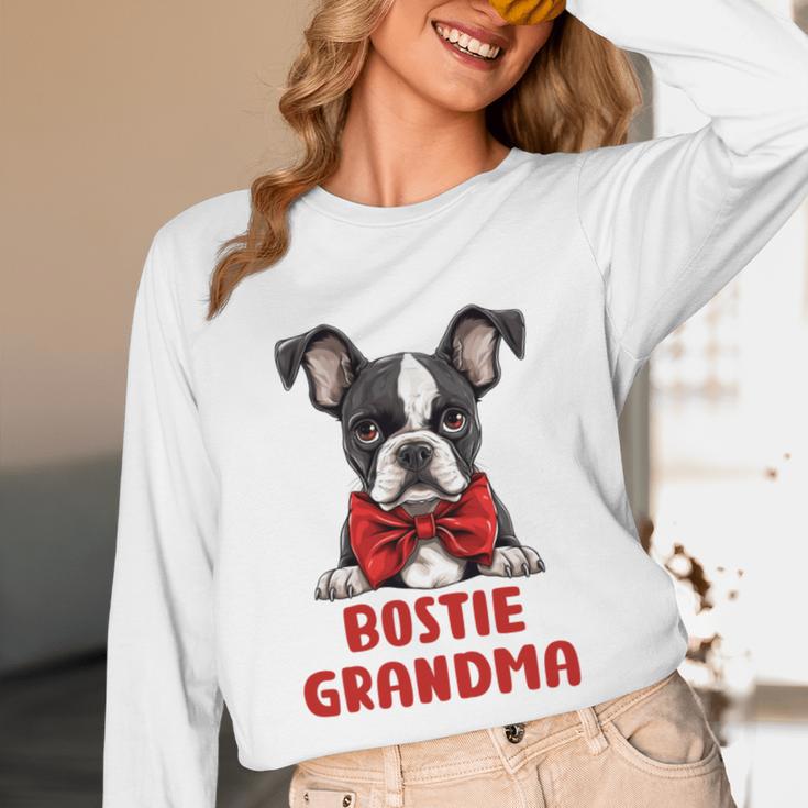 Boston Terrier Grandma Dog Lovers Puppy Bostie Owner Unisex Long Sleeve T-Shirt, funny design