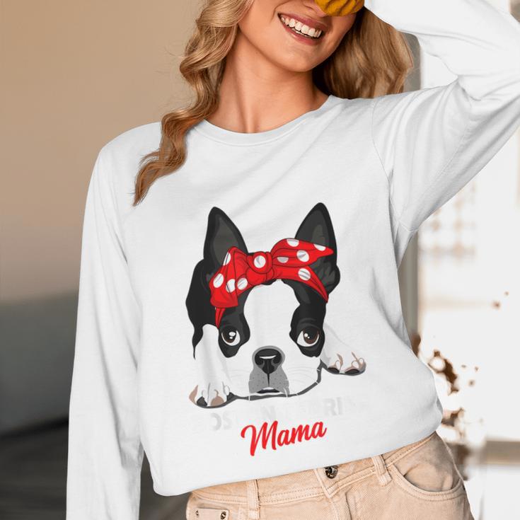 Boston Terrier Mum Dog Woman Idea Unisex Long Sleeve T-Shirt, funny design