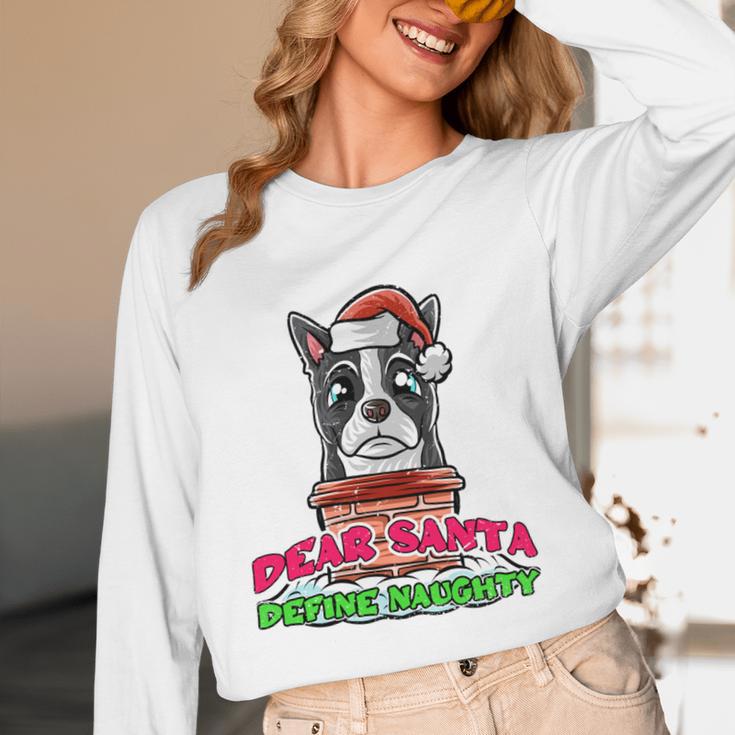 Boston Terrier Santa Claus Christmas Dog Unisex Long Sleeve T-Shirt, funny design