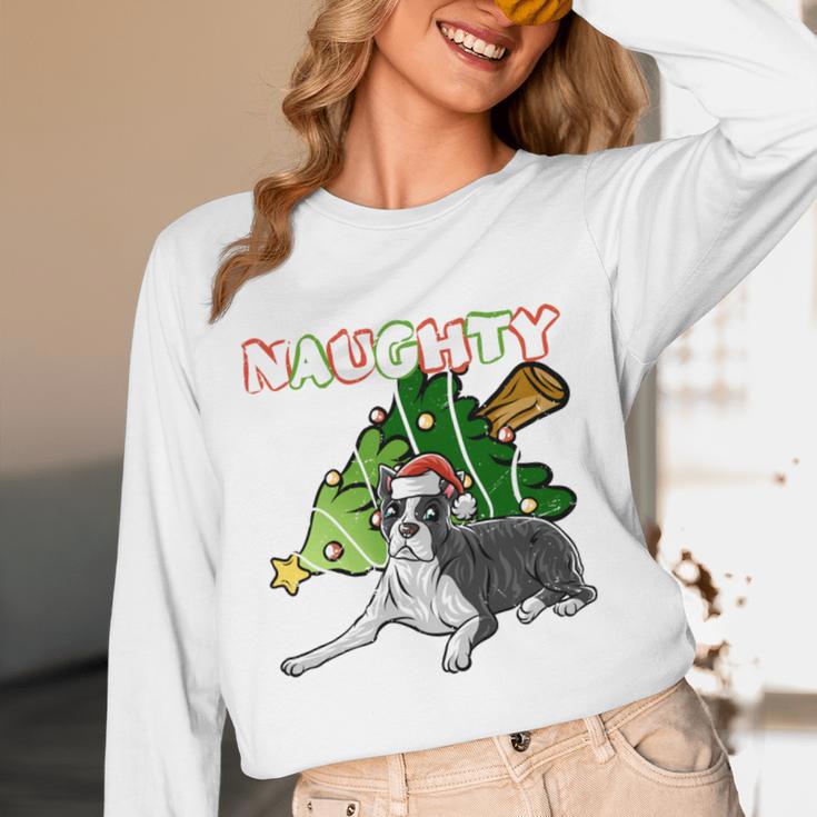 Boston Terrier Santa Claus Hat Merry Christmas Dog X-Mas Unisex Long Sleeve T-Shirt, funny design