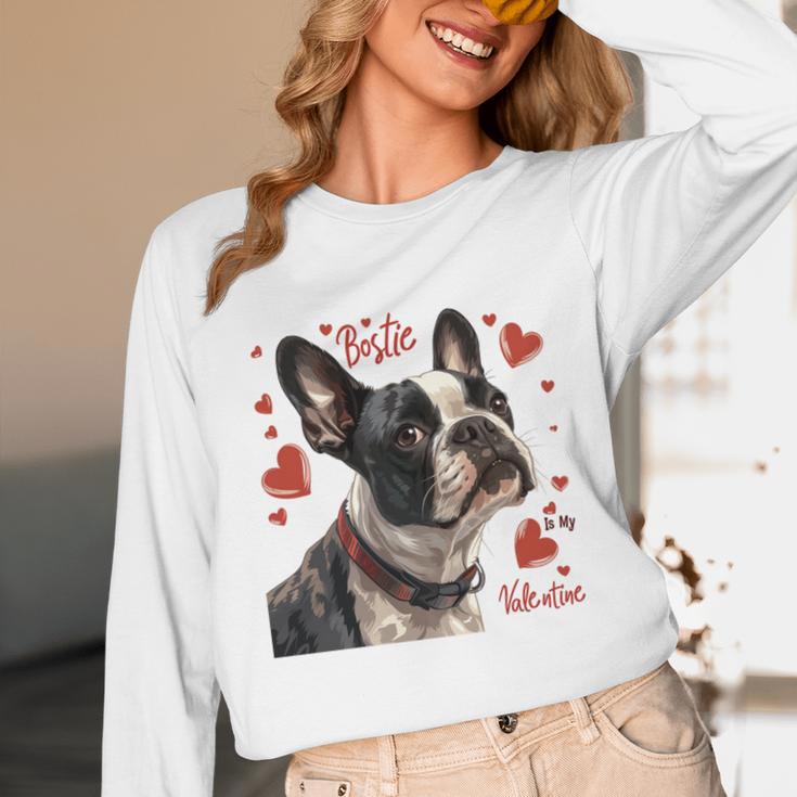 Boston Terrier Is My Valentine Cute Pet Dog Owner Valentine Unisex Long Sleeve T-Shirt, funny design