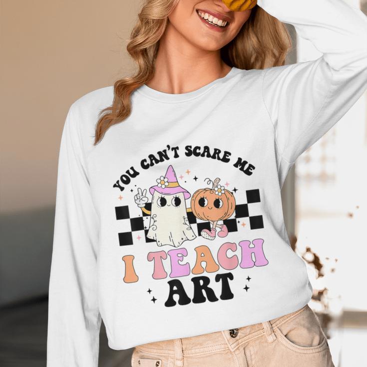 You Can't Scare Me I Teach Art Retro Teacher Ghost Halloween Unisex Long Sleeve T-Shirt, funny design