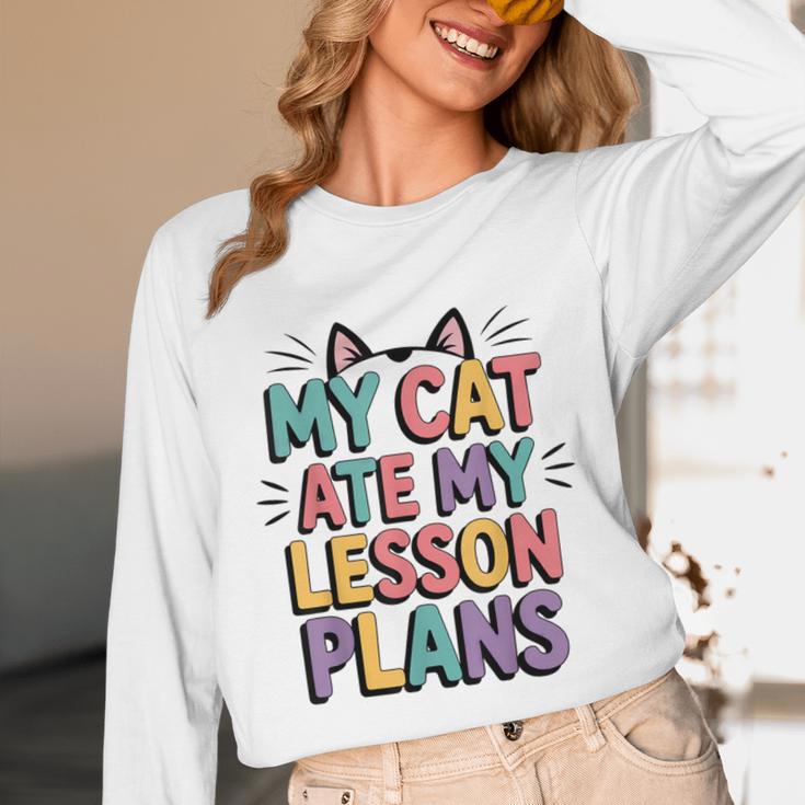 My Cat Ate My Lesson Plans Teacher Cat Humor Unisex Long Sleeve T-Shirt, funny design My Cat Ate My Lesson Plans Teacher Cat Humor Unisex Long Sleeve T-Shirt, funny design