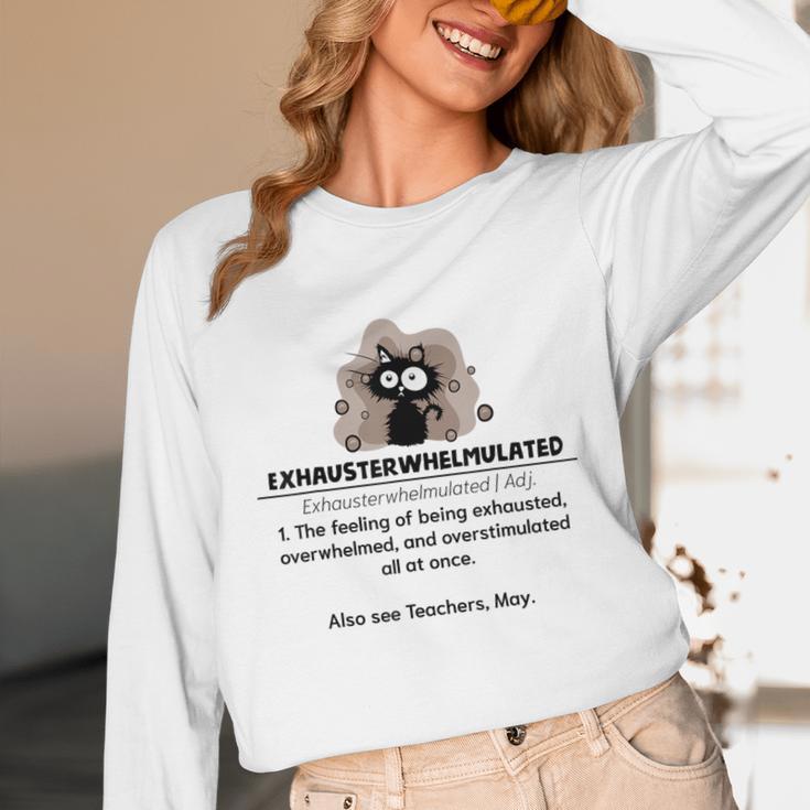 Cat Exhausted Teacher Exhausterwhelmulated Definition Unisex Long Sleeve T-Shirt, funny design Cat Exhausted Teacher Exhausterwhelmulated Definition Unisex Long Sleeve T-Shirt, funny design