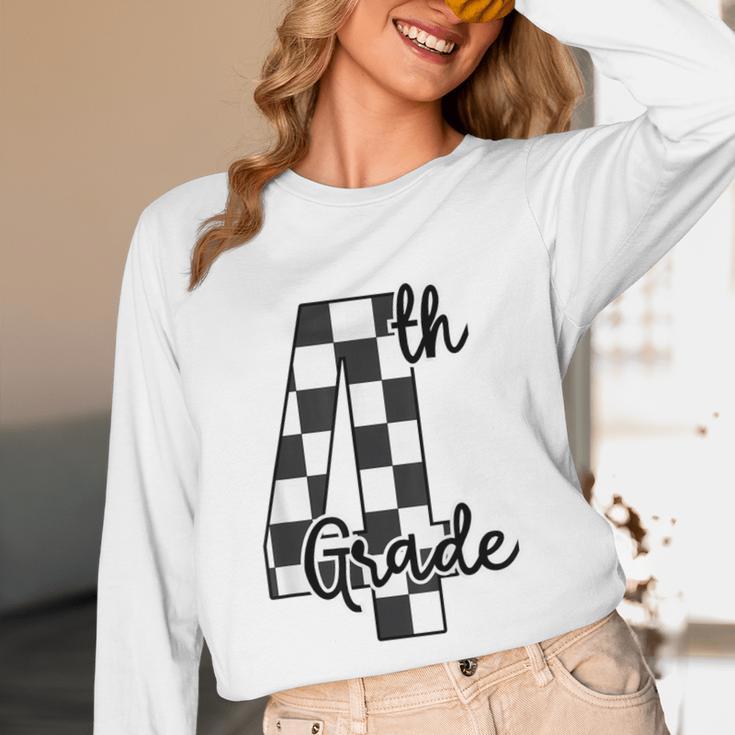 Checkered Fourth Grade Back To School Teachers Students Unisex Long Sleeve T-Shirt, funny design Checkered Fourth Grade Back To School Teachers Students Unisex Long Sleeve T-Shirt, funny design