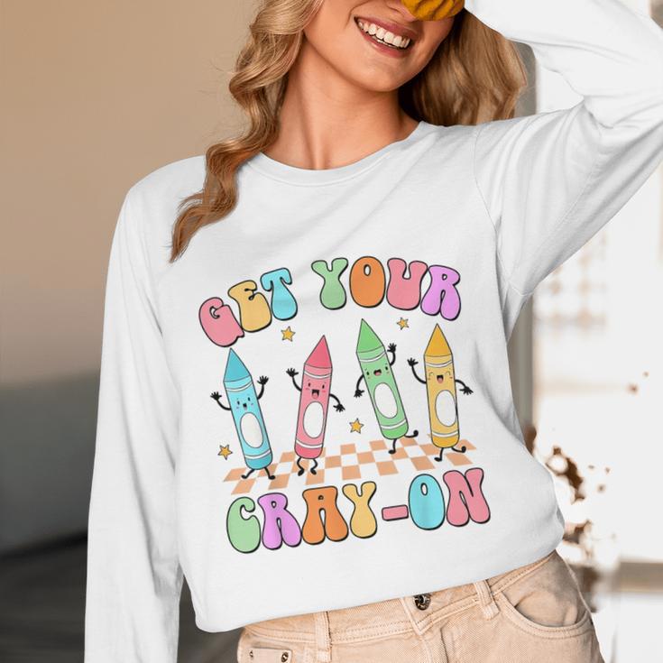 Get Your Cray-On Preschool Teacher Kindergarten Teacher Unisex Long Sleeve T-Shirt, funny design