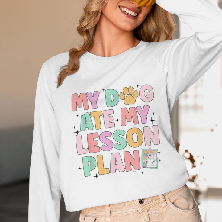 My Dog Ate My Lesson Plan Kindergarten Teacher Dog Lover For Men Women Unisex Long Sleeve T-Shirt, funny design