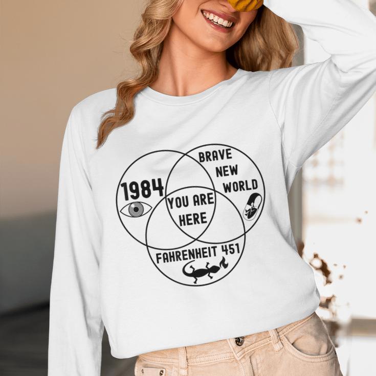 You Are Here Dystopian Venn Diagram English Teacher Bk Unisex Long Sleeve T-Shirt, funny design