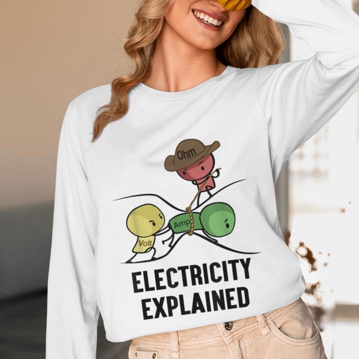 Electricity Explained Physics Nerd I Teacher School Unisex Long Sleeve T-Shirt, funny design Electricity Explained Physics Nerd I Teacher School Unisex Long Sleeve T-Shirt, funny design