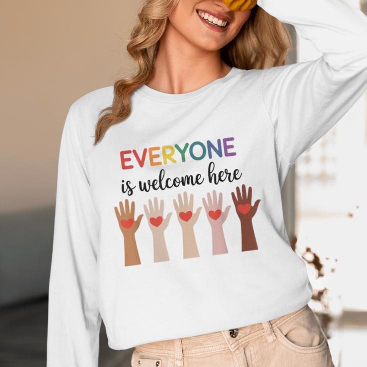 Everyone Is Welcome Here Idaho Teacher Unisex Long Sleeve T-Shirt, funny design