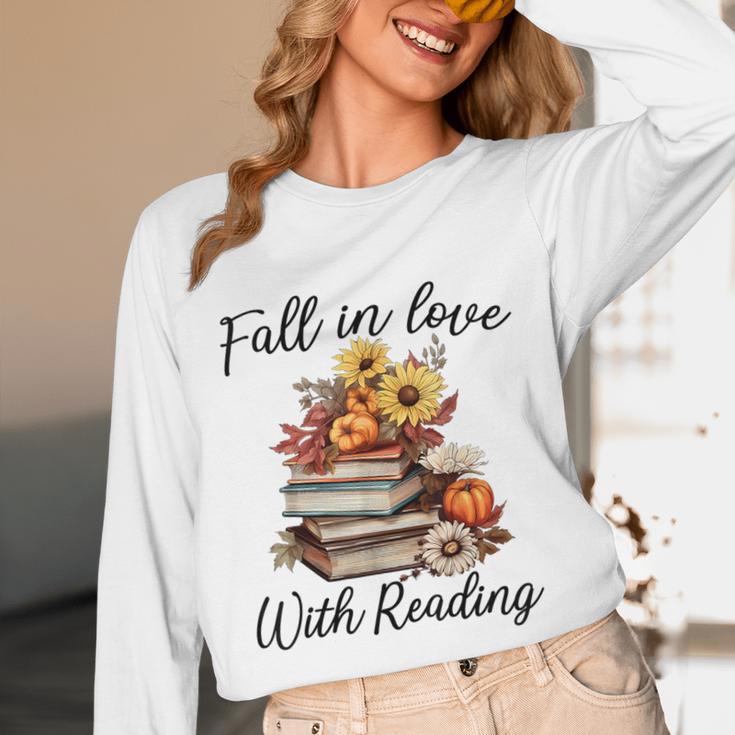 Fall In Love With Reading Book Autumn Teachers Pumpkins Unisex Long Sleeve T-Shirt, funny design