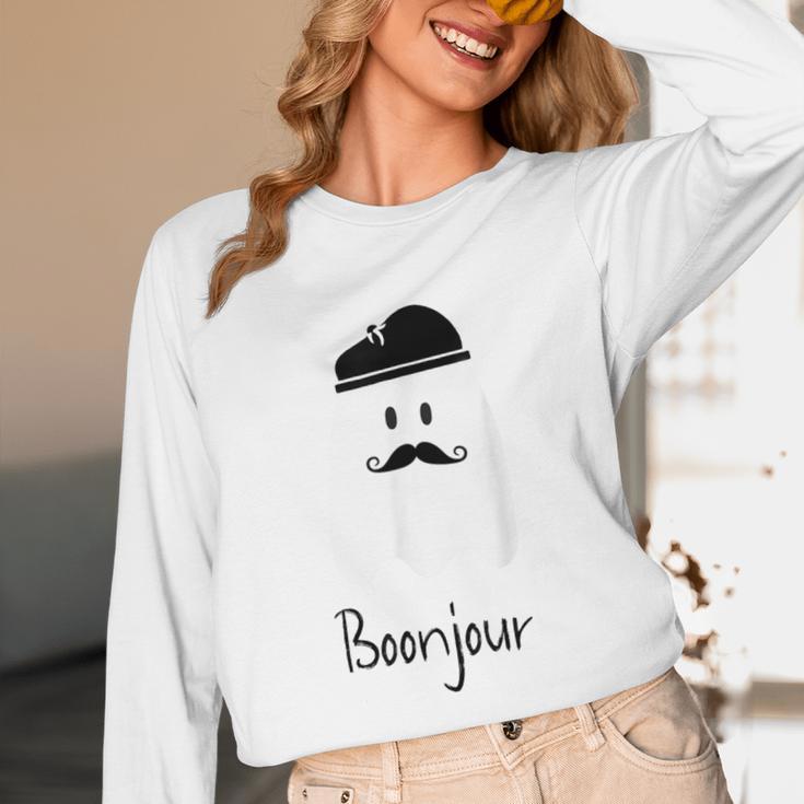 French Teacher Halloween Bonjour Ghost Unisex Long Sleeve T-Shirt, funny design