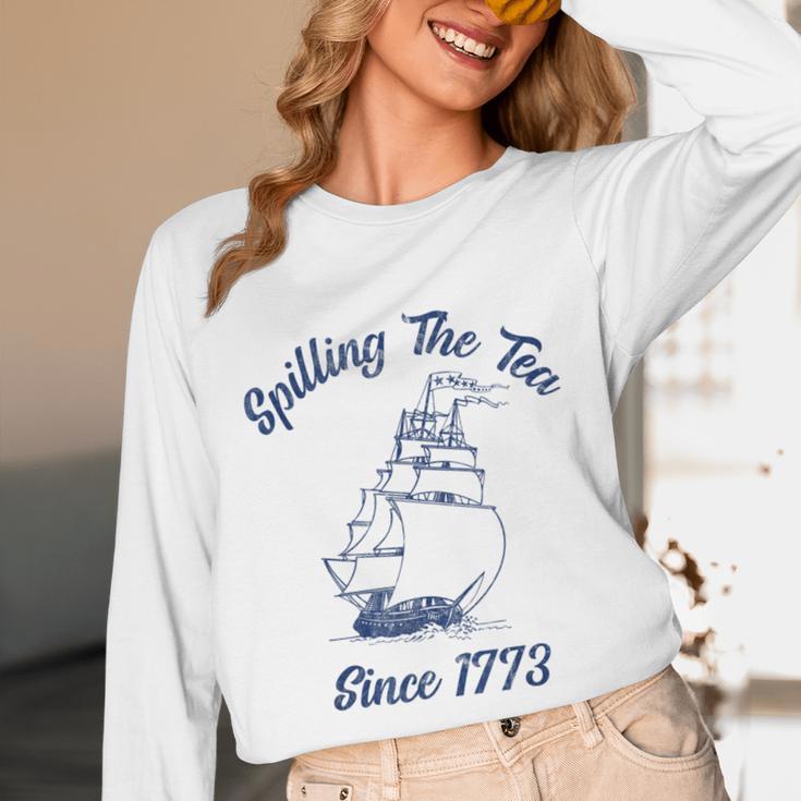 Fun 4th Of July Spilling The Tea Since 1773 History Teacher Unisex Long Sleeve T-Shirt, funny design