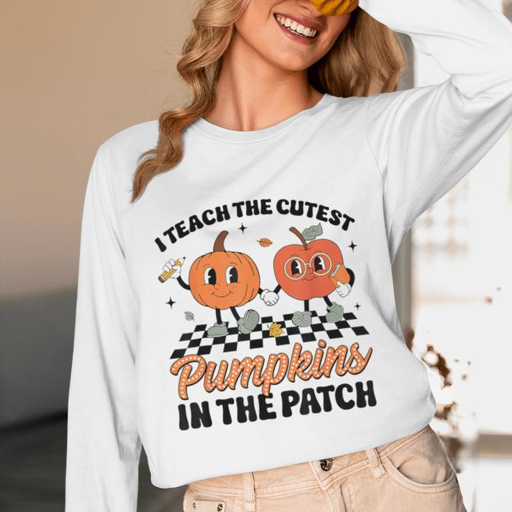 Groovy I Teach The Cutest Pumpkins In The Patch For Teacher Unisex Long Sleeve T-Shirt, funny design Groovy I Teach The Cutest Pumpkins In The Patch For Teacher Unisex Long Sleeve T-Shirt, funny design