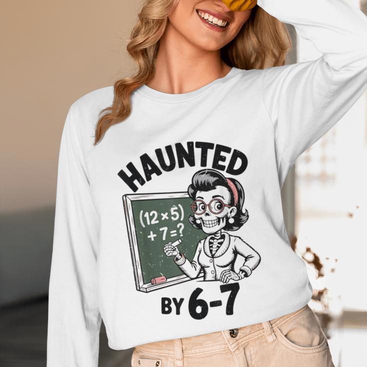 Haunted 67 Skeleton Math Teacher Halloween Costume Math Pun Unisex Long Sleeve T-Shirt, funny design Haunted 67 Skeleton Math Teacher Halloween Costume Math Pun Unisex Long Sleeve T-Shirt, funny design