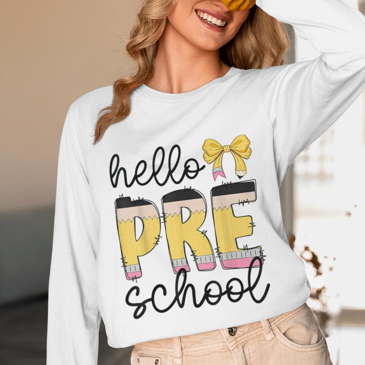Hello Pre-K Preschool Back To School First Day Teacher Kids Unisex Long Sleeve T-Shirt, funny design Hello Pre-K Preschool Back To School First Day Teacher Kids Unisex Long Sleeve T-Shirt, funny design