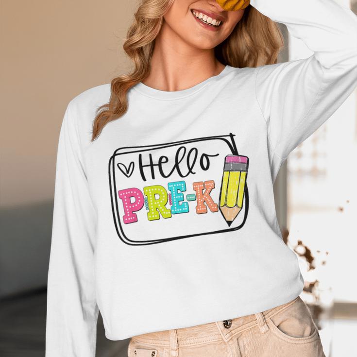 Hello Pre-K Team Preschool Teacher Kids Back To School Unisex Long Sleeve T-Shirt, funny design