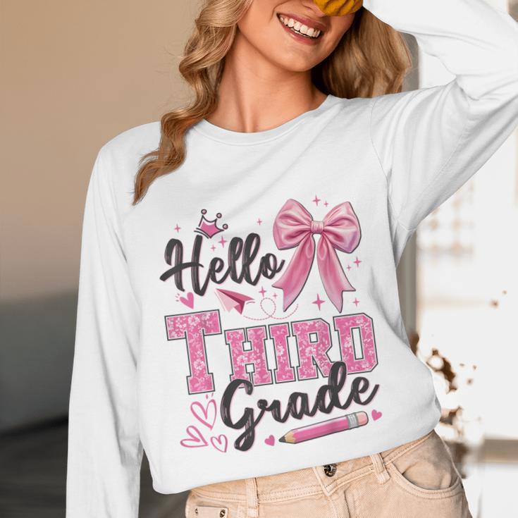 Hello Third Grade First Day Of School Coquette Teacher Girl Unisex Long Sleeve T-Shirt, funny design
