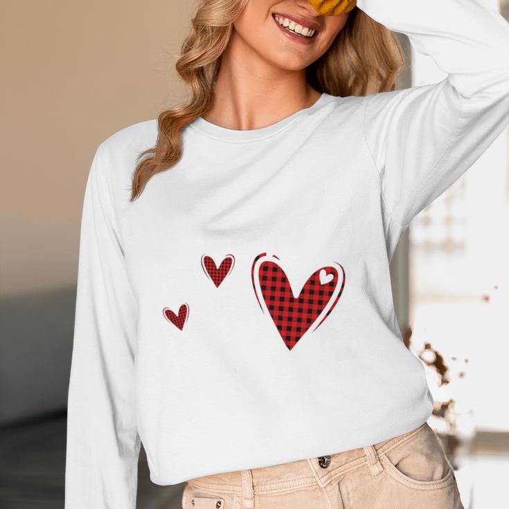 Kindergarten Has My Heart Buffalo Print Teacher Valentine Unisex Long Sleeve T-Shirt, funny design