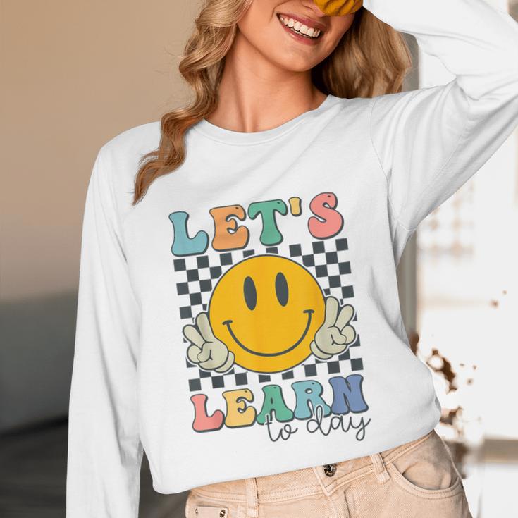 Let's Learn Today Smile Face Back To School For Teacher Kids Unisex Long Sleeve T-Shirt, funny design