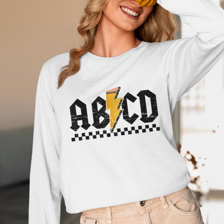 Lightning Pencil Rock'n Roll ABCD Teacher Back To School Kid Unisex Long Sleeve T-Shirt, funny design