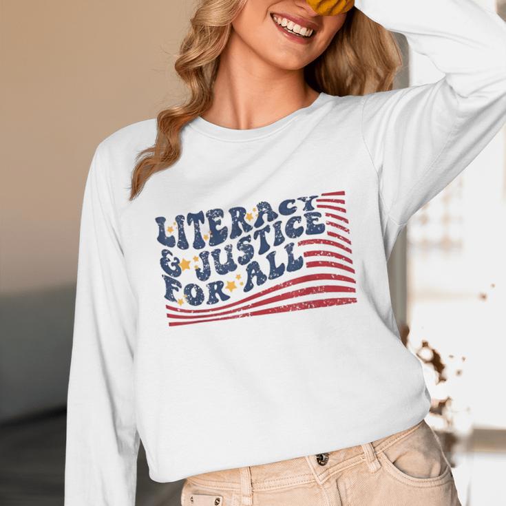 Literacy Justice For All Teacher Unisex Long Sleeve T-Shirt, funny design Literacy Justice For All Teacher Unisex Long Sleeve T-Shirt, funny design