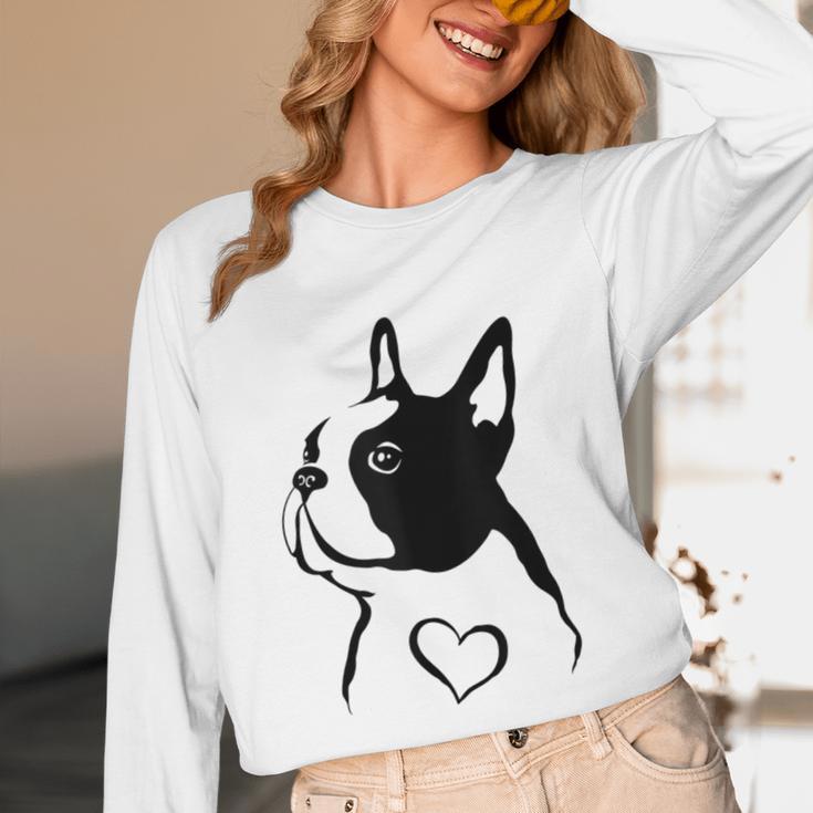 I Love My Boston Terrier Dog With Heart Unisex Long Sleeve T-Shirt, funny design